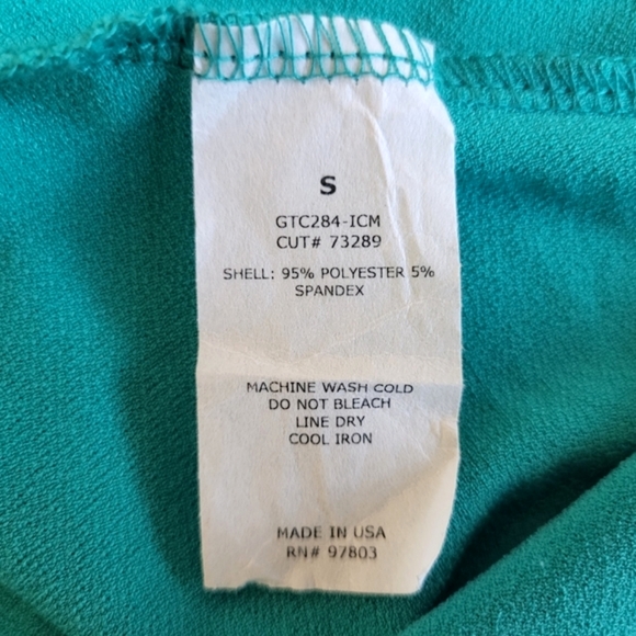 Green Envelope Ruffle Trim V-neck Top Green Teal Womens Small - Picture 6 of 6